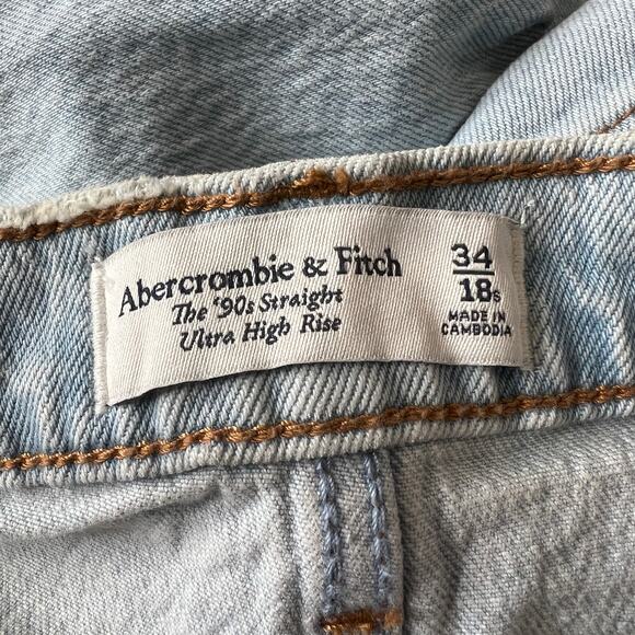 NWT Abercrombie Fitch 90s Straight Leg Ultra High Rise Jeans Women's 34 18 Short - Picture 11 of 12